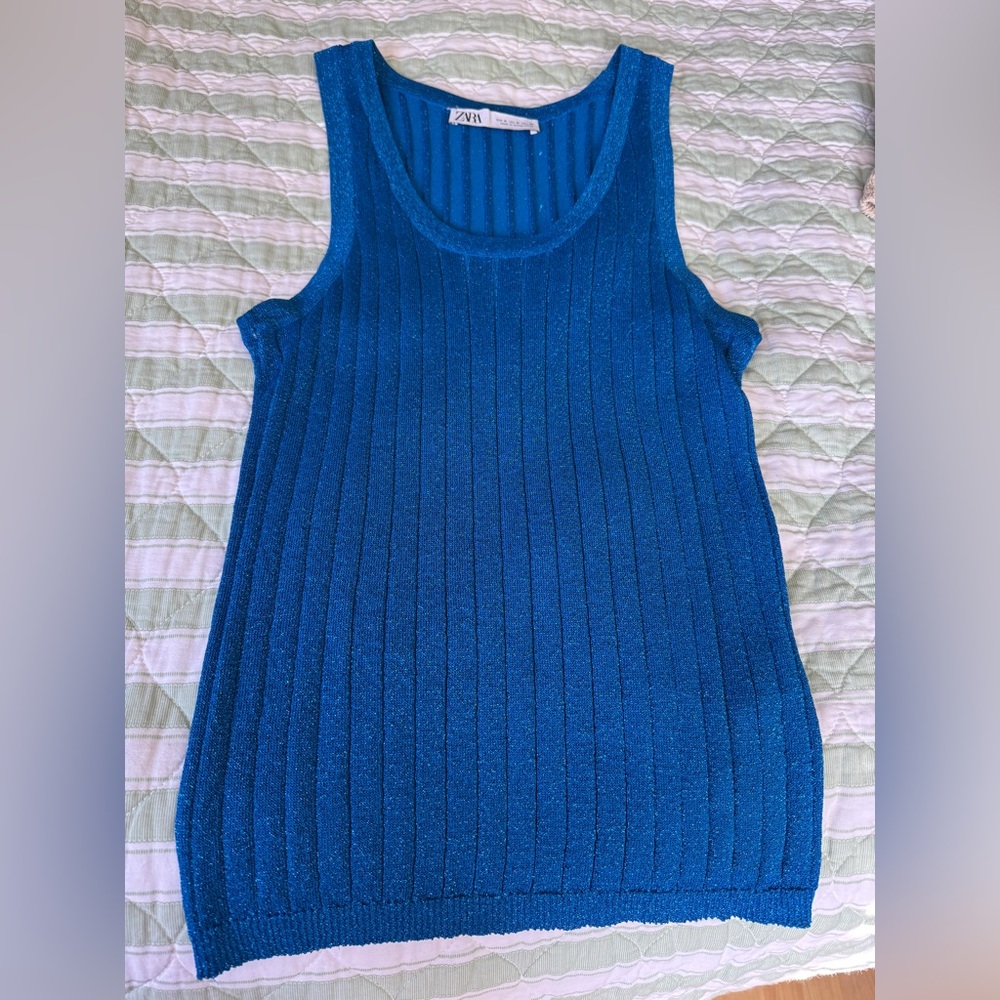 Zara blue knit top